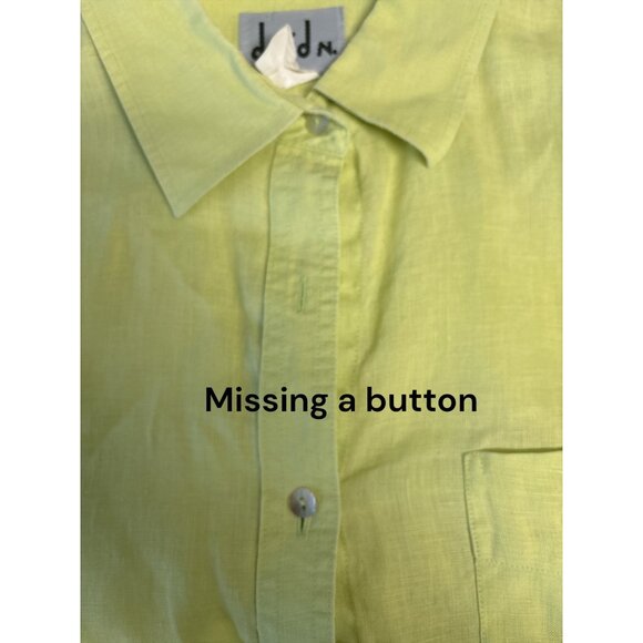 David N. Women’s Lime Green Linen Button-Up Shirt XL - Picture 5 of 8